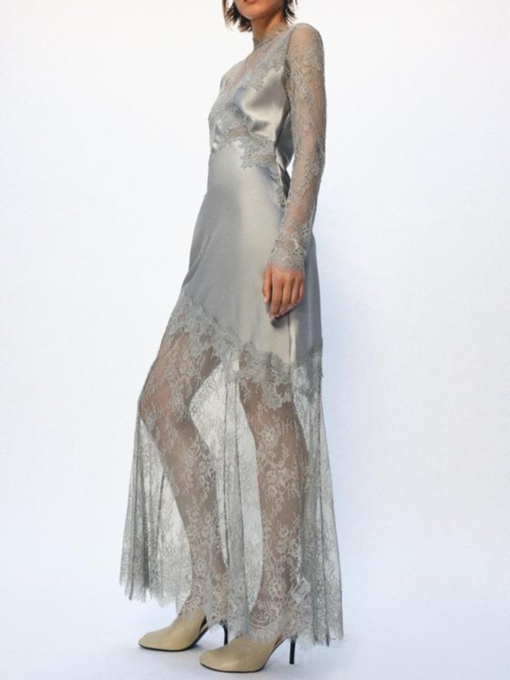 ZARA ZW COLLECTION SATIN EFFECT LACE DRESS